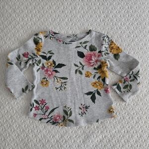 Old Navy Girl Floral Ribbed Gray Long Sleeve Top 18-24 Months